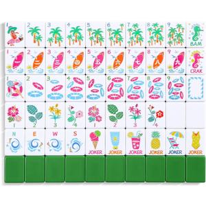 American Mahjong Tile Set, 160 Green Engraved Tiles with Mah-jongg Accessories and Tile Bag, Mahjong Set for Beginners
