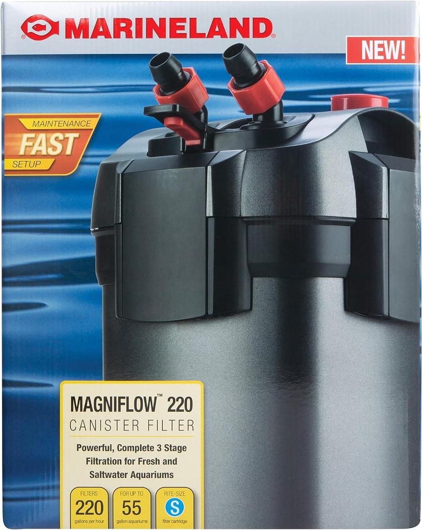 Marineland Magniflow Canister Filter 220 GPH For aquariums, Easy Maintenance (Up to 55-Gallons)