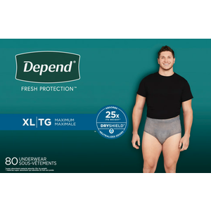 Depend Fresh Protection Adult Incontinence Underwear for Men, Extra-Large - Grey, 80 ct.