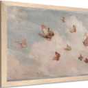 Framed Vintage Butterfly Cloud Wall Art Rustic Cottagecore Canvas Print French Country Painting Poster Nursery Girls Picture Wall Decor for Bedroom Livingroom 12x16 Inches Ready to Hang