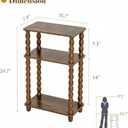 dreampossible Narrow Side Table 3-Tier, Skinny End Table with Solid Wood Legs for Small Spaces, Slim Console Table Nightstand for Living Room Bedroom Sofa Gap, Thin Bedside Table with Storage Shelf