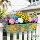2 Pack 24 Inch Window Boxes Planter Railing Planters Box with Adjustable Brackets for Porch Deck Balcony Hanging Butterfly Decorative Flower Baskets & Non-Woven Fabric Liner for Outdoor Plants - Green