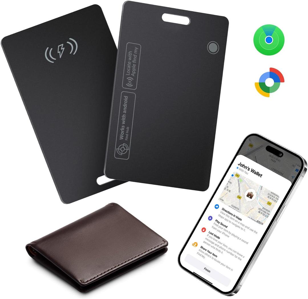 Wallet Tracker Card for Apple & Android, Find My Credit Card Tracker for Wallet, Luggage, Rechargeable Tracking Card Works with Apple Find My & Google's Find Hub (for iOS & Android, 1 Pack)