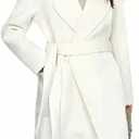 Womens Trench Coat with Belted 100% Wool Coat Windproof Lightweight Jacket Notched Collar Overcoat Winter Outerwear
 Size L