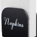 Black Napkin Holder for Table - ALELION Wooden Napkin Holders for Kitchen - Black Kitchen Decor and Accessories for Dining Room Table - Wood Napkin Dispenser (Black with cute lettering)