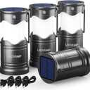 Lichamp 4-Pack Solar Camping Lantern, USB Rechargeable LED Lanterns Battery Powered Pop Up Flashlight Lamps with Three Modes Power for Power Outages Hurricane Supplies Emergency Indoor & Outdoor