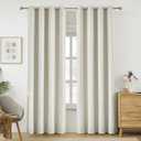 Melodieux Natural Blackout Linen Curtains 108 Inches Long for Living Room, Bedroom Light Blocking Thermal Insulated Burlap Textured Curtains, Elegant Farmhouse Grommet Drapes 52x108 inch, 2 Panels