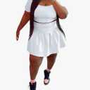 KELOVEPAN Pleated Short Skirt Sets Women 2 Piece Sweatsuits Sexy Plus Size Summer Two Piece Outfit Dress TrackSuit Set XL