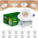 zouzai 4 inch Gimbal Led Recessed Lights, 360+90 Adjustable Directional Recessed Lighting, 2700K/3000K/3500K/4000K/5000K Dimmable Retrofit Eyeball Can Lights with Jbox,ETL(White,12 Pack)
