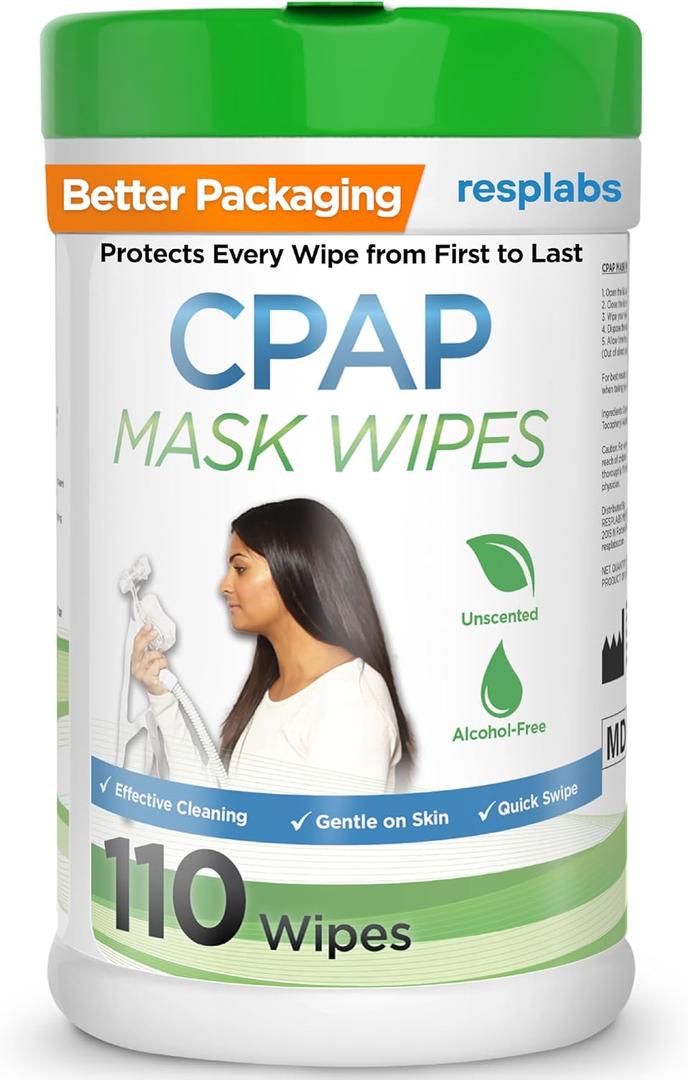 resplabs CPAP Mask Wipes Unscented Cleaner for Full Face, Nasal Masks & Supplies 110 Wipes, Product Date 2025/04/04