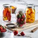 [6 Pack] 32 oz. Wide-Mouth Glass Mason Jars with Metal Airtight Lids and Bands 1 quart Large for Canning, Preserving, & Meal Prep