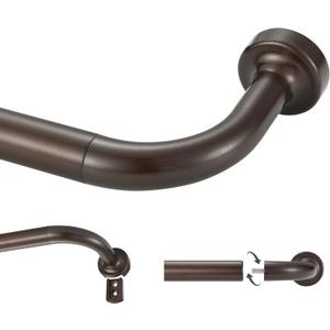 Dark Bronze Curtain Rod for Windows 28 to 150 Inch, Internal Splicing 1 Inch Diameter Disc, Adjustable Room Darkening Curtain with Aluminum Finials and Brackets, Wrap Around Design