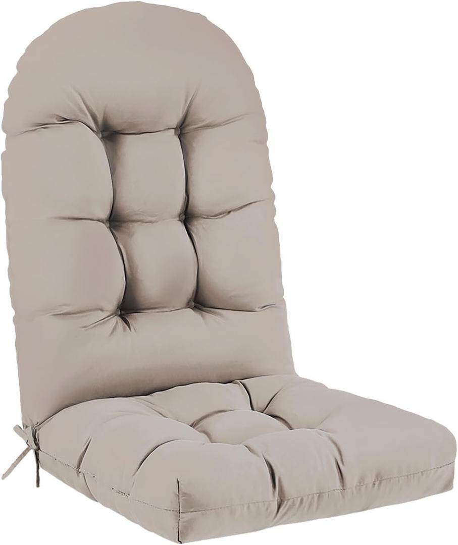 Outdoor Adirondack Chair Cushion, 50x21x4 Inch Rocking Chair Cushions, High Back Patio Soft Seat Pad with Ties, Indoor Outside Use, Fade-Resistant & Waterproof, Beige