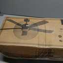 52 Inch Ceiling Fan Brushed Nickel Remote Controlled Dimmable Light Combo - Quiet Reversible - 5 Grey Blades