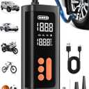 Tire Inflator Portable Air Compressor, Cordless & 12V DC Air Inflator for Car Bikes MotorcycleTires Balls with Auto Shut-Off, Digital Pressure Gauge, Compact Emergency Pump,Vivid Orange