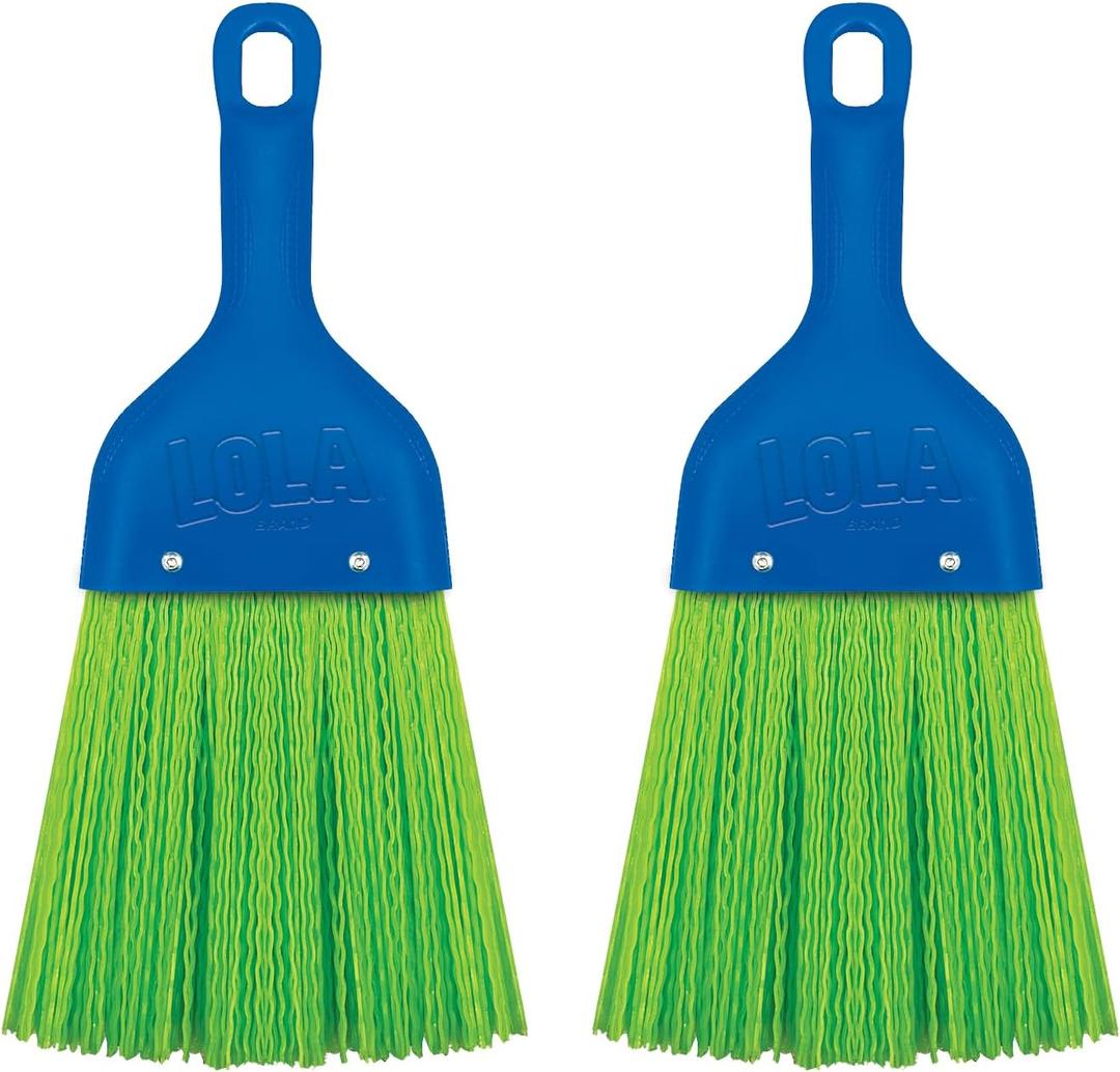 2 x LOLA Heavy Duty Whisk Broom, Hand Brush, 2 Pack Durable Bristles, Whisks Away Dirt & Debris, Compact, Hang Hole for Easy Storage, Indoor/Outdoor