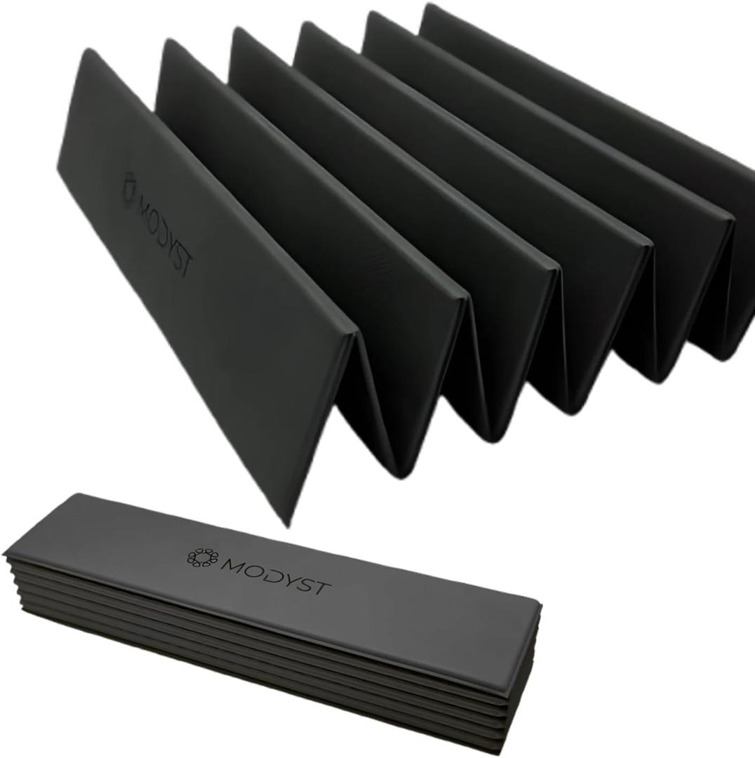 Folding Yoga Mat, TPE Folding Yoga Mat, Foldable Exercise Mat for Yoga, Pilates, Floor Workouts, Compact Design, Travel Friendly, Ideal for Home & Gym, Knee pad, Kneeling pad, No Roll Mat (Black)