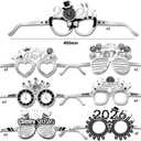 2 x HOWAF 24pcs Black Silver New Year Glasses, Happy New Year Paper Eyeglasses for 2026 New Year Eve Party Supplies, Silver New Year Photo Booth Props Eyewear, Fancy New Year Party Glasses for 2026 NYE