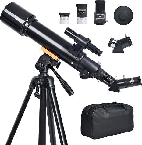 Telescope for Beginners : 70mm / 500mm Refractor (150X HD), Portable Travel Scope, Best Astronomy Gifts for Adults w/Wireless Remote, Carrying Bag. Easy Set Up