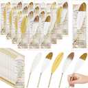 Spakon 25 Sets Feather Pen Wedding Favors Bulk bridal Shower Quill Ballpoint Pens Gold Vintage Bridal Shower Favors with Thank You Tags Wedding Gifts Souvenirs for Guest Signature(Classic)