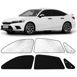 ZATOOTO Car Window Shades for Honda Civic 2017-Present, Side Window Sun Shade with Double Layer Reversible, Black for Blackout Privacy Silver for UV Blocking for Camping Sleeping Travel