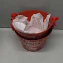 Honeydak 2 Pack 8 x 5.5 Inch Valentine's Day Galvanized Metal Bucket Red Metal Sand Bucket with Sturdy Rope Handle for Valentines Party Favor Candies Chocolate Gift Holder