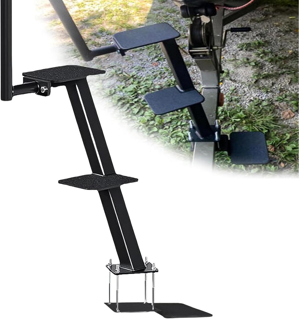 Universal Boat Trailer Steps - 3 Steps Fit for Bass, Pontoon & Hunting Boats - No-Slip Surface, 400LB Capacity - Fits 3'-3.5' Tongues