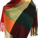 Womens Scarf Winter Blanket Large Scarves Thick Soft Warm Plaid Chunky Scarfs (E-mix Yellow Green)