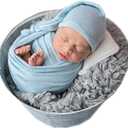 Newborn Baby Photography Props Outfits Hat Long Ripple Wrap Set for Boys Girls Photoshoot Photos Picture