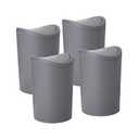Superio Small Bathroom Trash Can with Lid, Modern Grey Mini Waste Bin with Swing Lid (1 1/2 Gallon, 6 Liter) Plastic Garbage Can for Kitchen, Bathroom, Bedroom, Office, Under Desk (4, Grey)