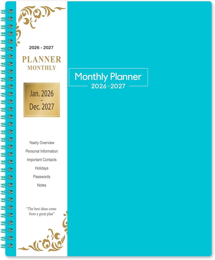 5 x 2026-2027 Monthly Planner - 2026-2027 Planner from January 2026 to December 2027, 8.5'' x 11'', 2-Year Planners with Inner Pocket (Blue)