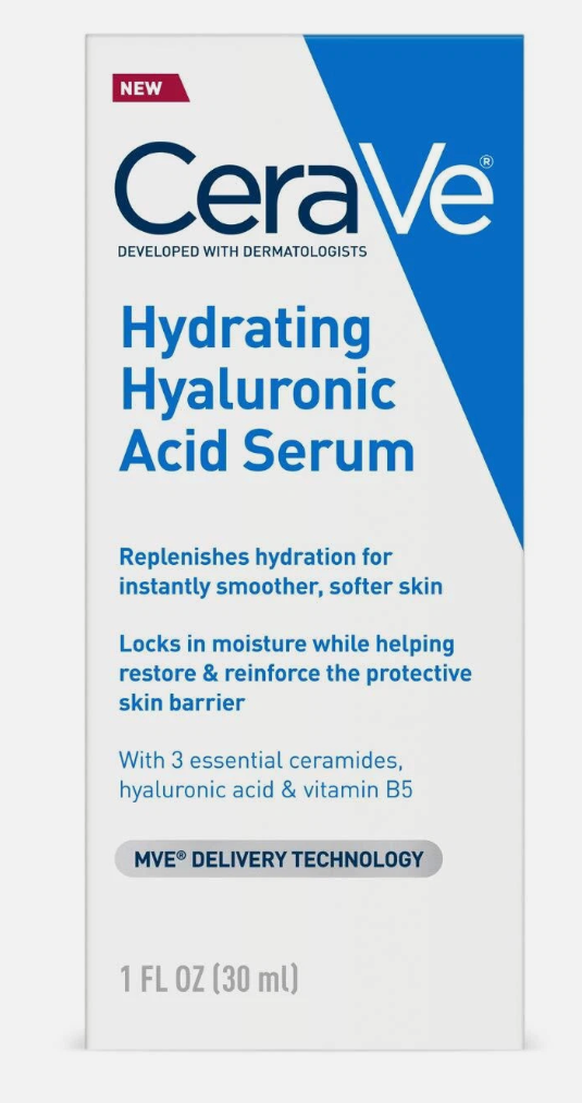 Cerave Hyaluronic Acid Serum for Face with Vitamin B5 and Ceramides, Hydrating Face Serum for Dry Skin, Fragrance Free, 1 Ounce