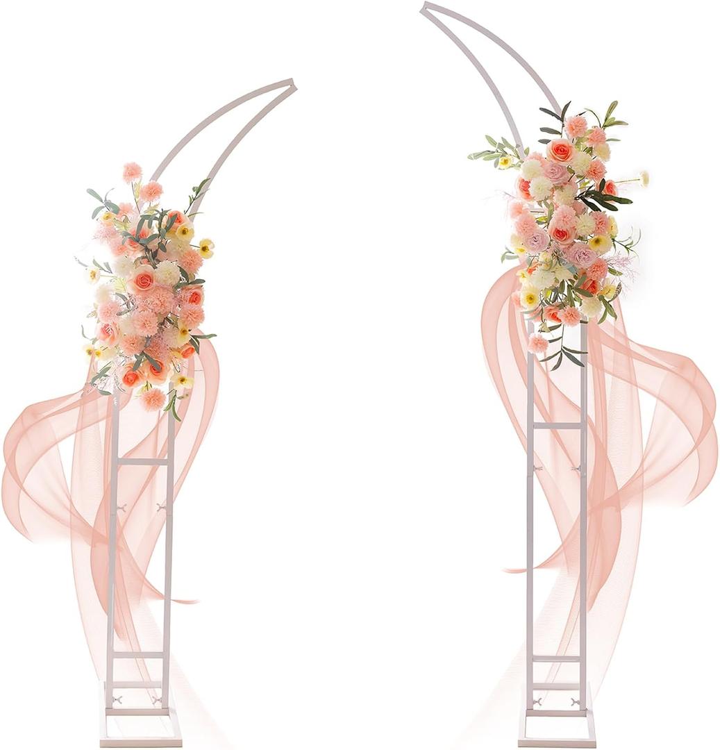 2pcs Large Wedding Arch with Base Flower Stand Arch Bracket Stand Backdrop Stand for Wedding Party Elegant Decorations & Garden Climbing Plants Vines,8.2&6.9 FT-White
