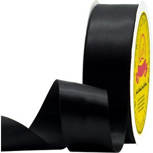 Double Face Black Satin Ribbon 1-1/2 inch X 50 Yards Polyester Black Ribbon for Gift Wrapping Weddings Party Hair Bow Invitation Decorations and More