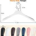 DEDU Suit Hangers for Men 10 Pack, Sweater Hangers No Shoulder Bump Non Slip Width 17.7", Plastic Clothes Hangers Ivory White with Metal Hook, 17.3" x 9.4" x 2"