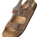 Torotto Womens Sandals with Cork Footbed Open Toe Adjustable Webbing Athletic Slides Sandals for Walking | Beach | Indoor Outdoor (Brown)