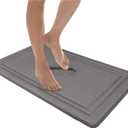 MICRODRY Quick Drying Memory Foam Framed Bath Mat with GripTex Skid-Resistant Base, 21x34, Dark Grey