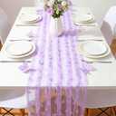 4 Pcs Butterfly Table Runner 29 x 70 Inch Purple Flocking Butterfly Tulle Table Runner for Wedding Birthday Baby Shower Home Dining Seasonal Decor DIY Craft