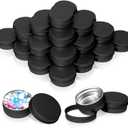 30 Pack 1 Ounce Aluminum Tin Cans, 30 ml Aluminum Screw Lid Round Tin Container Bottle, for Lip Balm, Eye Shadow, Creams, Black.