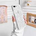 NITITOP Compatible with iPhone 7 Plus / 8 Plus Case Clear Cute Rose Flower Floral Leaves Pattern for Women Girls Color Frame Slim Durable Shockproof Protective Phone Cover - White