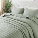 ROARINGWILD Sage Green Twin Size Quilt Bedding Sets with 1 Pillow Sham, Lightweight Soft Bedspread Coverlet, Quilted Blanket Thin Comforter Bed Cover for All Season, 2 Pieces, 68x90 inches