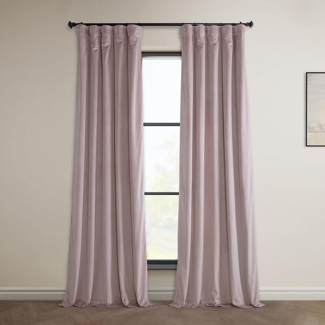 HPD Half Price Drapes Heritage Plush Velvet Curtains 108 Inches Long Room Darkening Curtains for Bedroom & Living Room 50W x 108L, (1 Panel), Mauve