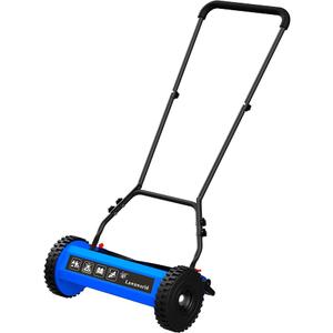 14-Inch Reel Lawn Mower with Tool-Free Blade Adjustment, 5-Blade Manual Push Lawn Mower, 5-Position Height Adjustable Hand Push Reel Mower for Small Yards
