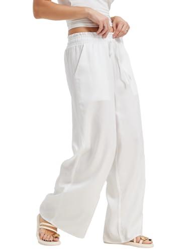 KYAL Women’s Summer Palazzo Pants High Waist Wide Leg Lounge Trousers Lightweight Drawstring Elastic Waist Loose, Large