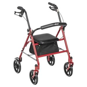 Drive Medical Four Wheel Walker Rollator Red