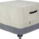 Patio Ottoman Cover, Waterproof Outdoor Square Furniture Cover for Side & End Table 25L x 25W x 17H inch (Beige)