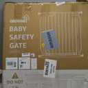 Mom's Choice-GROWNSY Baby Gate for Stairs, 29.5"-48.4" Pressure Mounted Baby Gate for Top of Stair&Doorway with V-Shaped Rods, Anti-Trip Pedal, Extra Wide Stairs Dog Gate Easy Install w/Red Reminder