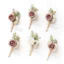 Ling's moment Boutonniere for Men, 6pcs Groom Groomsmen Boutonniere, Artificial Flowers for Wedding Decor/Prom/Homecoming, etc.Pink Dusty Rose