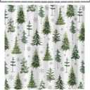 Lindameler Christmas Pine Tree Shower Curtain Greenery Christmas Tree Bathroom Curtain Winter Forest Snowflake Holiday Farmhouse Bathroom Decor for Bathtub Curtain with Hooks (Green, 72x72 inch)