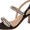 SheSole Womens Heels Sandals Sparkly Dress Shoes Low Kitten Heel Rhinestone Bride Wedding Shoes Black Silver Gold White (10)